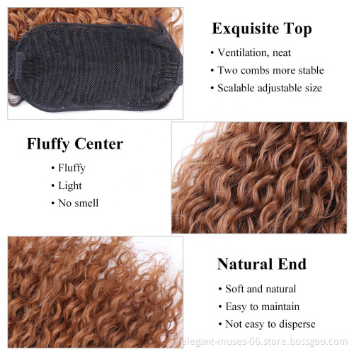 Hot Sale High Temperature Raw Synthetic Hair Kinky Curly Drawstring Ponytail For Black Women